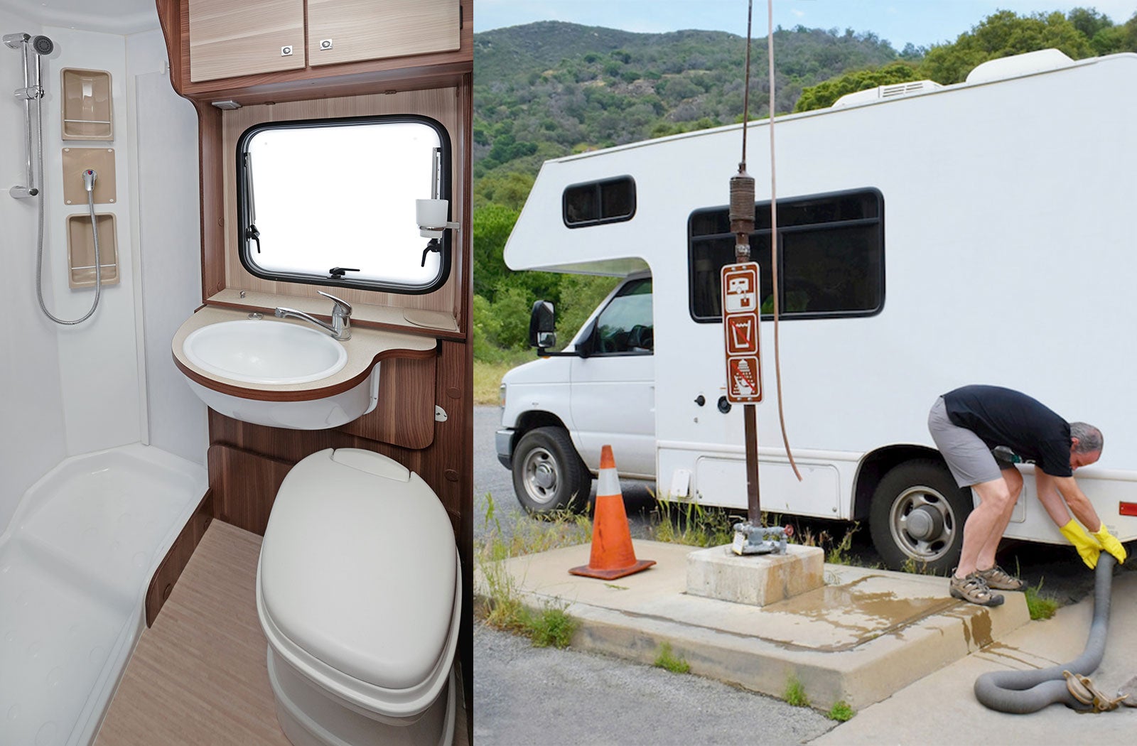 Portable RV/camper toilet and holding tank setup in Troy, Missouri